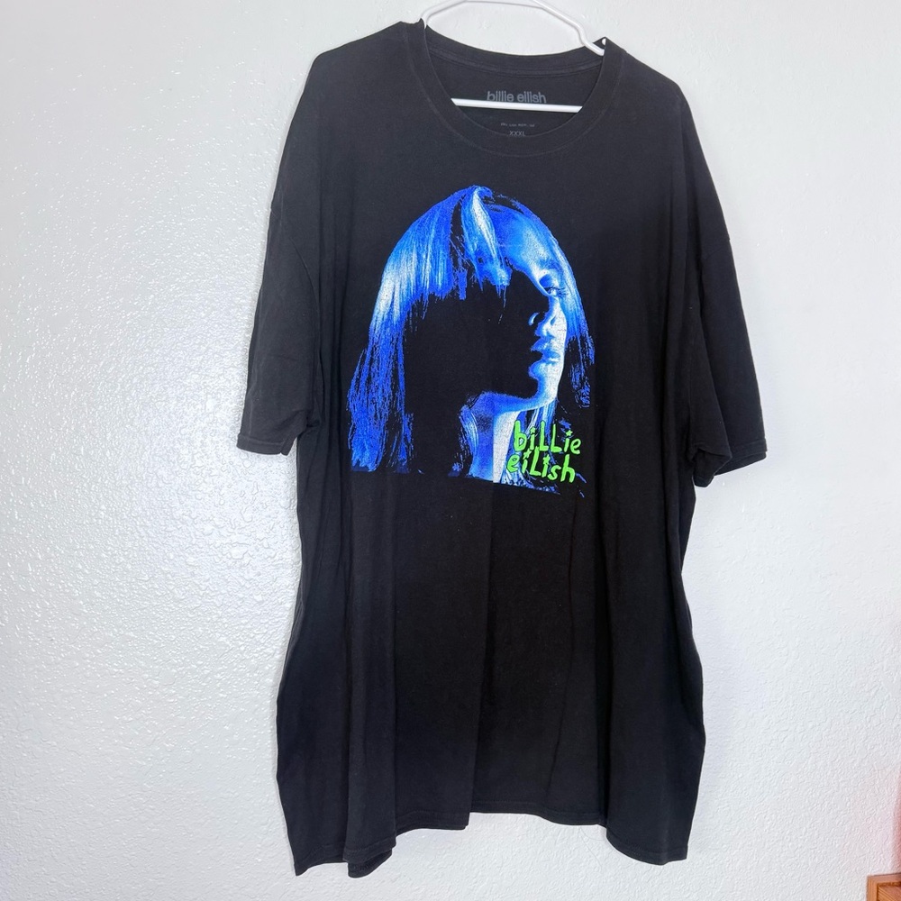 Billie Eilish Neon Blue Green Band World Tour Merch Graphic Tee XXXL (3X)
